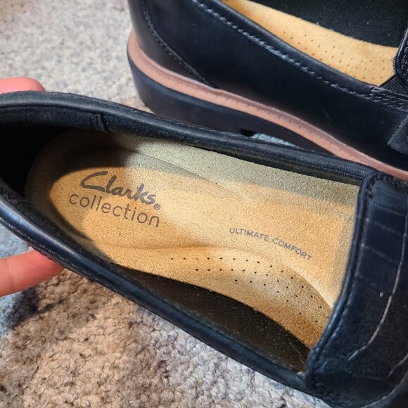 Clarks Westlynn Ayla Womens Penny Loafer Sz 7 Black Croc Leather Slip-On Shoes - Picture 9 of 10